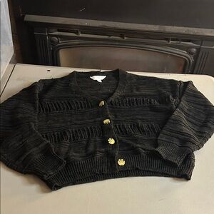 Time and Tru Black Cardigan with Gold Buttons